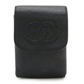 CHANEL Coco Mark Cigarette Case, iQOS Pouch, Caviar Leather, Black, A13511