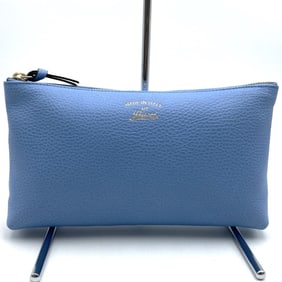 GUCCI 368881 Swing Leather Pouch in Light Blue for Women