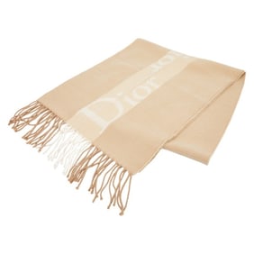 Christian Dior Dior logo scarf, beige, white wool, acrylic, women's,