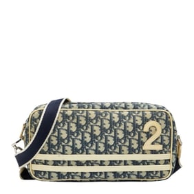 Christian Dior Dior Trotter No. 2 Crossbody Shoulder Bag in Navy and White Leather for Women