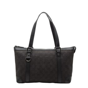 Gucci GG Canvas Tote Bag Handbag 268640 Black Leather Women's GUCCI