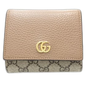 GUCCI Double G Bi-fold Wallet 598587, Medium in Beige Canvas and Leather, Women's, 181754