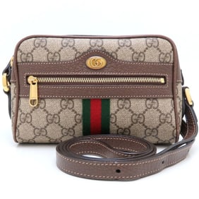 GUCCI Ophidia 517350 Shoulder Bag in GG Supreme Canvas and Leather, Beige Ebony, Women's, 352966