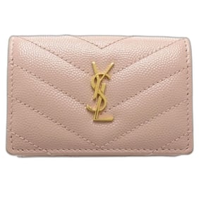 SAINT LAURENT Yves Saint Laurent Tri-fold Wallet TGN668274 Origami Tiny in Caviar Skin, Pink,