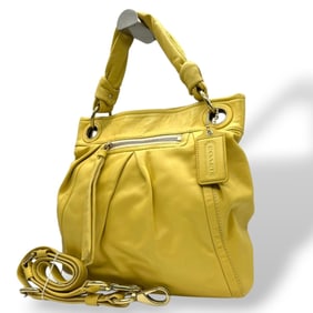 Coach Parker F13416 Shoulder Bag/Handbag, Yellow Leather Convertible with Gathered Tassel Charm,