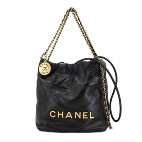 CHANEL 22 Mini 2-way Chain Hand/Shoulder Bag in Black Leather (AS3980)