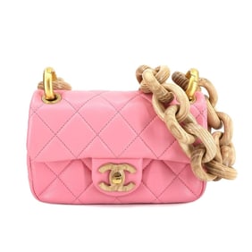 CHANEL Mini Matelasse Shoulder Bag in Lambskin Wood with Pink Gold Hardware (AS4165)