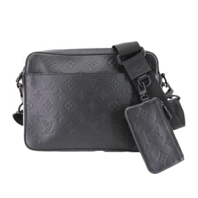 Louis Vuitton Monogram Shadow Duo Shoulder Bag in Black Leather with RFID Messenger, M69827