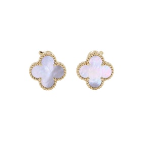 Van Cleef & Arpels Alhambra Earrings, Mother of Pearl, 18K Yellow Gold (VCARA44100)