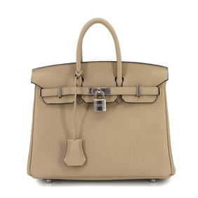 Hermes Hermès Birkin 25 Togo Trench Handbag with K Stamp and Silver Hardware