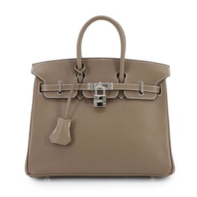 Hermes Hermès Birkin 25 Epsom Etoupe Handbag with Silver Hardware, Stamped N