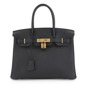 Hermes Hermès Birkin 30 Handbag, Togo, Black, D Stamp, Pink Gold Hardware,