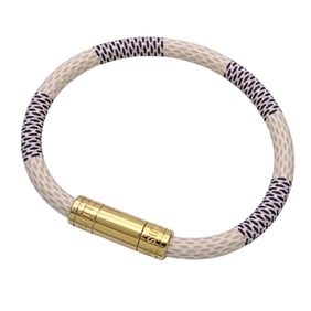 Louis Vuitton Damier Azur Keep It Bracelet, Women's, White, M6607E, Simple Leather Bracelet