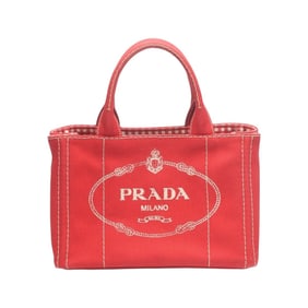 Prada Canapa Tote Mini Canvas Denim Bag 1BG439 Red