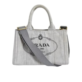Prada Canapa Mini Tote Canvas Shoulder Bag (1BG439) Gray