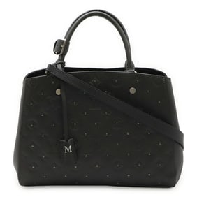 LOUIS VUITTON Monogram Empreinte Montaigne MM Handbag/Shoulder Bag in Noir and Black (M50665)