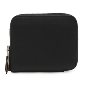 HERMES Azap Silkin Compact Coin Case Wallet/Coin Purse Round Epsom Leather Black with D Stamp