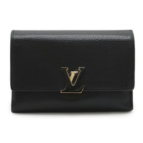 LOUIS VUITTON Portefeuille Capucines Compact Tri-fold Wallet in Taurillon Leather, Noir, Black, and