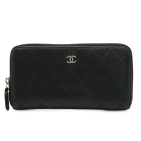 CHANEL Matelasse Coco Mark Round Long Wallet in Caviar Leather and Black (A50097)