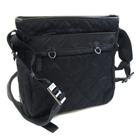 Prada Shoulder Bag 2VH022 Black Nylon and Leather Crossbody Quilted for Men Women