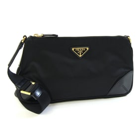 Prada Shoulder Bag 1BC225 Black Nylon Leather Women's PRADA