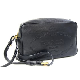 Prada Shoulder Bag 1BH089 Black Leather Crossbody Embossed Women's PRADA