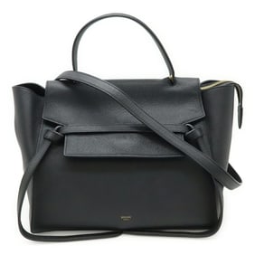 CELINE Belt Bag, Mini Handbag, Tote Shoulder Bag in Grained Calfskin, Black, 189103
