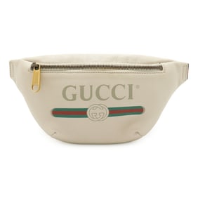 GUCCI Gucci Print Small Belt Bag, Sherry Line, Waist Hip Leather Body Ivory/White, 527792