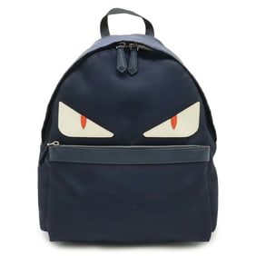 FENDI Bugs Monster Backpack, Rucksack, Daypack, Nylon and Leather, Navy Blue, 7VZ012