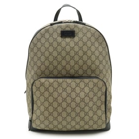 GUCCI GG Supreme Backpack, Rucksack, Daypack, PVC, Leather, Beige, Black, 406370
