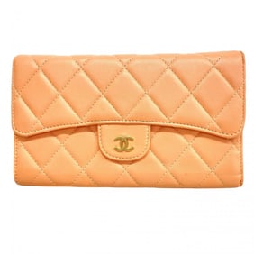 Chanel Matelasse Lambskin Salmon Pink Long Wallet for Women