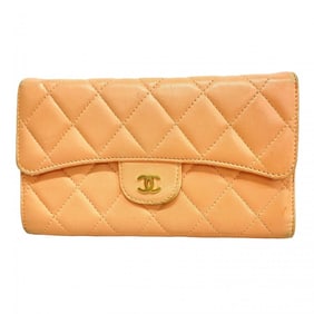 Chanel Matelasse Lambskin Salmon Pink Long Wallet for Women