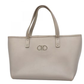 Salvatore Ferragamo Gancini Leather Handbag, Gray, Women's