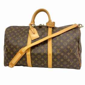 Louis Vuitton Monogram Keepall Bandouliere 50 Boston Bag M41416 Brown Men's and Women's