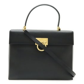 Salvatore Ferragamo Gancini handbag/shoulder bag in black leather, DY-21 8791