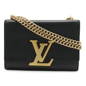 LOUIS VUITTON Louis Vuitton Pochette Louise MM Shoulder Bag with Chain Strap, Leather, Noir, Black,