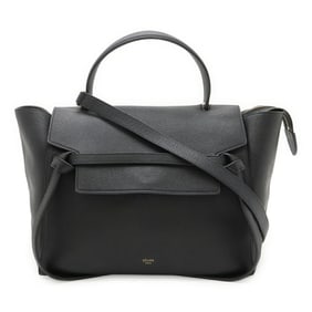 CELINE Belt Bag, Mini Handbag, Shoulder Leather, Black, 176103