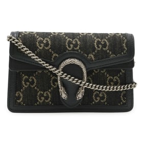 GUCCI Dionysus GG Denim Super Chain Bag Shoulder Clutch Tiger Head Black 476432
