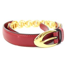 Christian Dior Dior Belt Red Leather Old Women's Christian