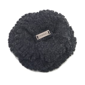 CHANEL Camellia Brooch Corsage in Gray Wool with Flowers and Felt for Women