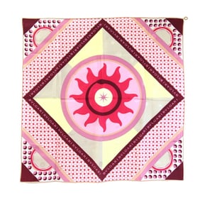 BVLGARI Scarf, Pink, 100% Silk, Large, Women's,