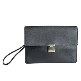 Pre-owned Louis Vuitton Selenga Taiga Leather Second Bag, M30782, Black, Men's