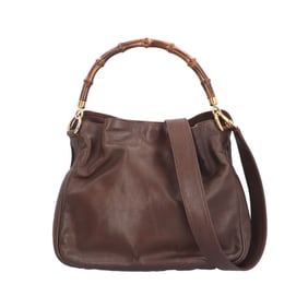 Gucci Bamboo Shoulder Bag, Leather 001, 1705, 1638, Brown, Women's, Pre-owned, 2-Way