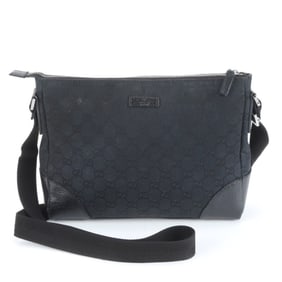 Gucci GG Canvas 114273 Leather Shoulder Bag Hand Tote Black Women's