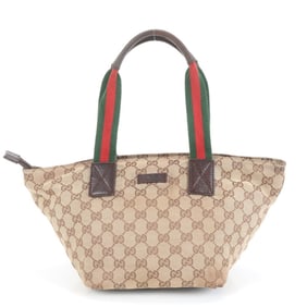 Gucci GG Canvas Sherry Line Leather Tote Bag 131228 Shoulder for Women