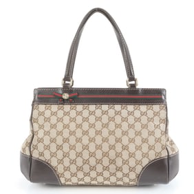 Gucci GG Canvas Mayfair Ribbon 257063 Leather Tote Bag Shoulder for Women