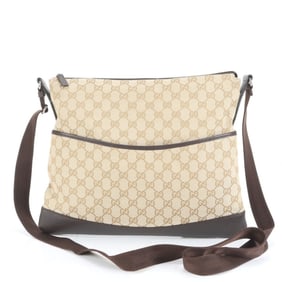 Gucci GG Canvas 374411 Leather Shoulder Bag Messenger Brown Men's