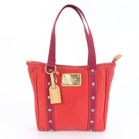 Louis Vuitton Antigua Cabas MM Rouge M40034 Leather and Canvas Tote Bag for Women