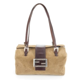 Fendi Mamma Baguette Bucket Leather Tote Bag, Shoulder Handbag, Brown, Women's