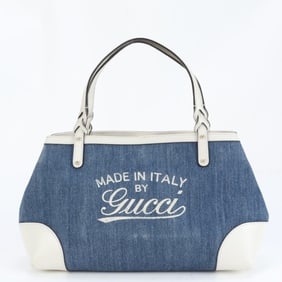 Gucci Craft 348715 Leather Denim Tote Bag Shoulder Handbag Women's